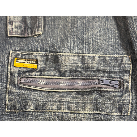 Vintage Rocawear Jean Jacket Hoodie Mens XL Embroidery Zip Sleeves Pockets EUC - Picture 6 of 13